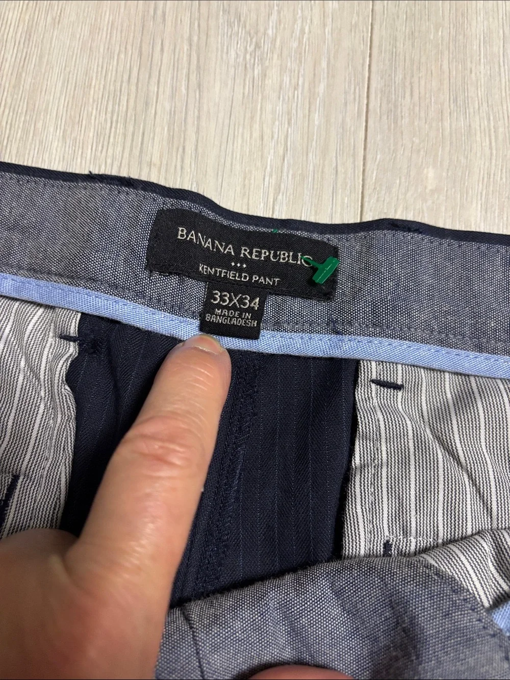 🔥BUNDLESALE Mens 33/34 Banana Republic Kentfield Pant Navy Pinstripe Chinos